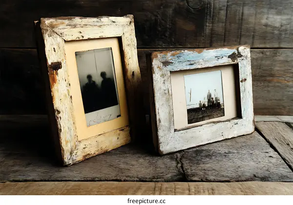 Vintage Wooden Photo Frame with Family Portrait