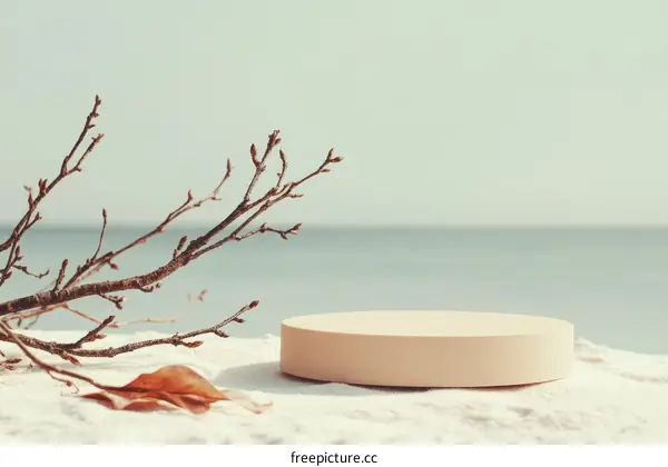 Minimalist Beach Scene with Display Stand