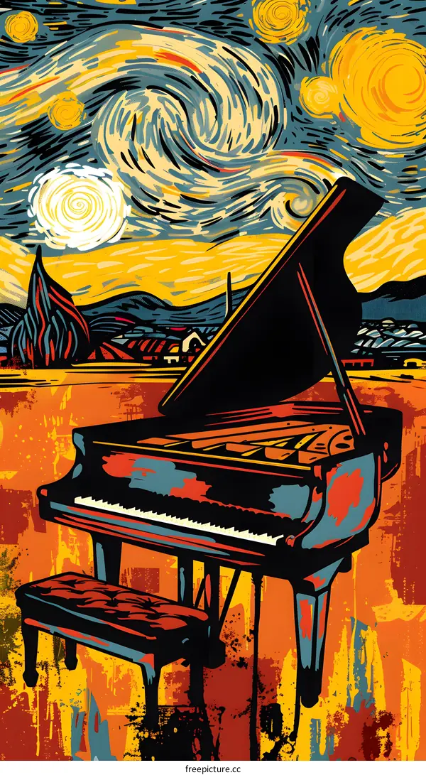 Starry Night Piano Art