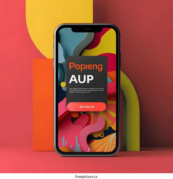 Abstract Colorful Phone Mockup Design With Geometric Shapes