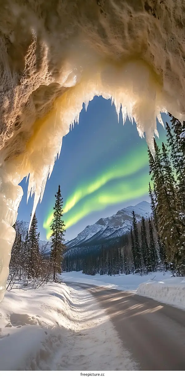 Northern Lights View from Ice Cave