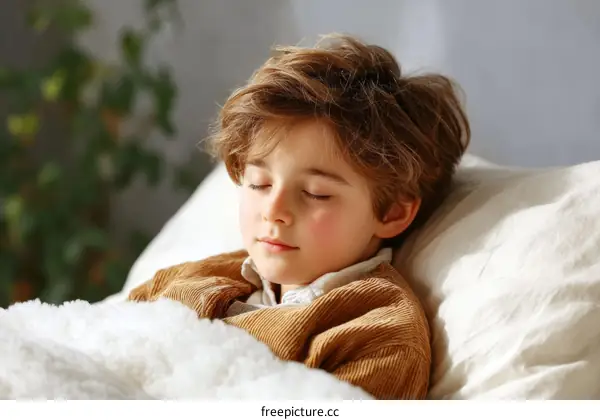 Child Sleeping peacefully in bed
