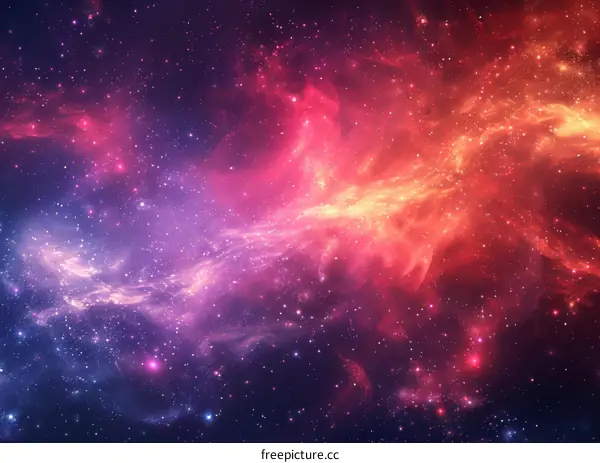 Amazing space nebula with bright stars and colorful gas clouds