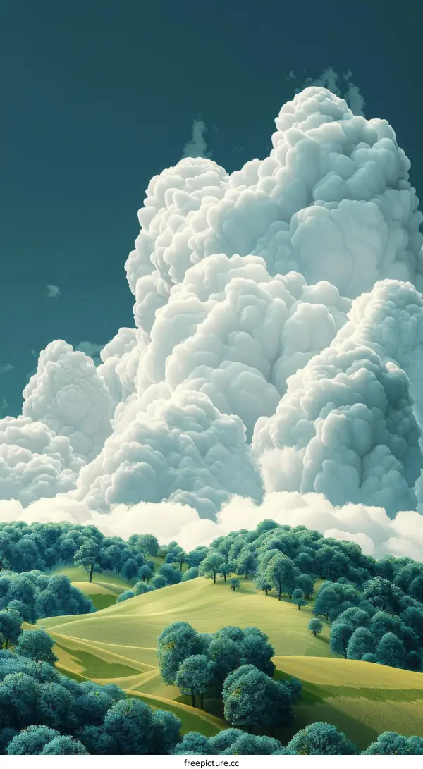 Majestic Clouds Over a Lush Landscape