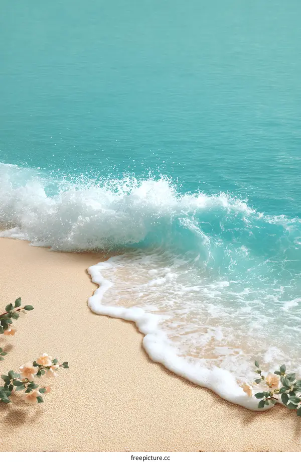 Tranquil Beach Seaside Scene with Foamy Waves