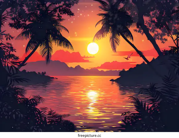 Tropical Beach at Sunset