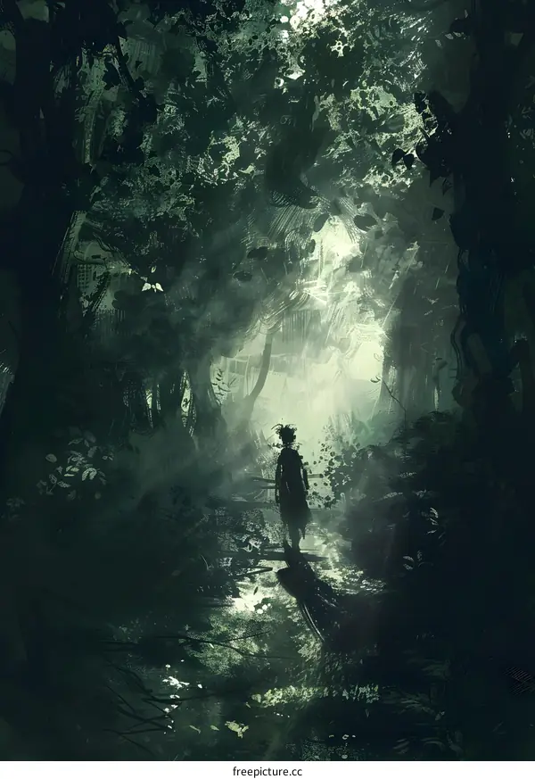 A Woman Walking Through The Forest