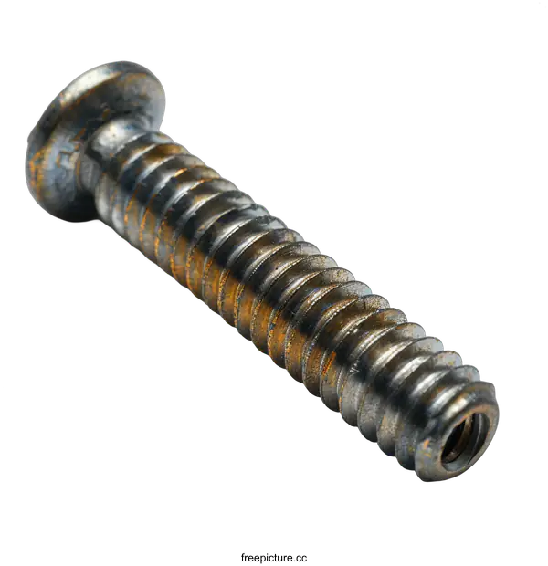 [Transparent Background PNG]Rusty metal screw on black background