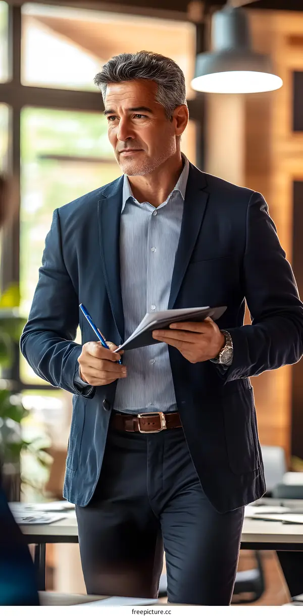 Businessman Taking Notes in an Office Setting