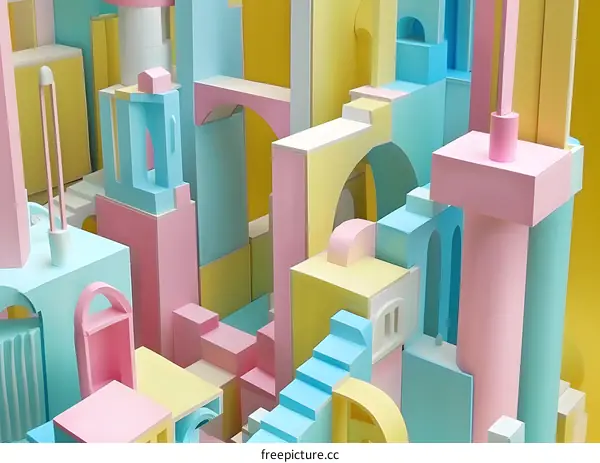 Abstract Cityscape with Pastel Colors