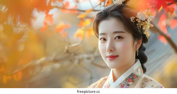 Portrait of a young Korean woman in Hanbok