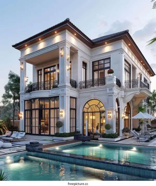 Luxury Mansion with Exquisite Pool Exterior Design
