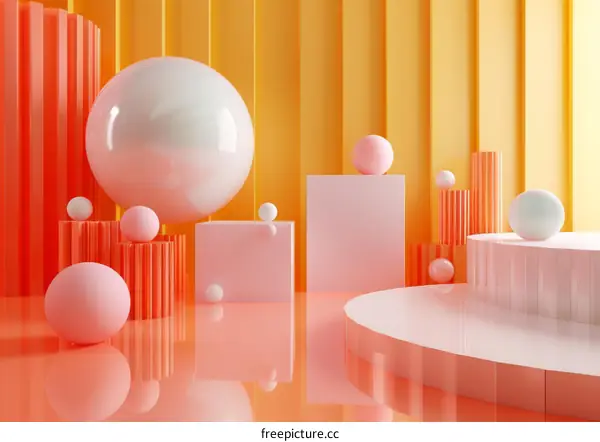 Abstract Podium with Geometric Shapes in Pastel Colors