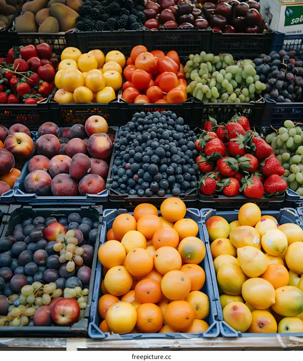 Fresh fruit stand at a farmers market