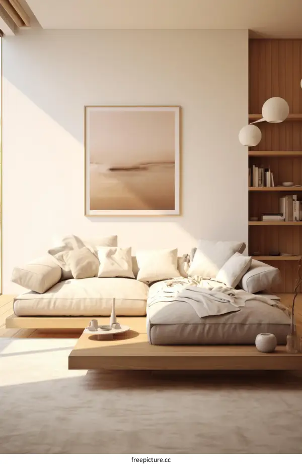 Airy Coastal Living Room With Neutral Colors and Natural Textures