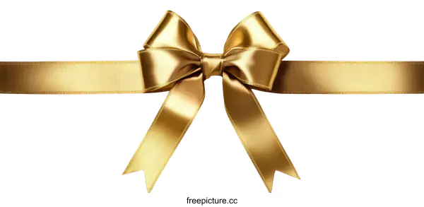 [Transparent Background PNG]Golden Ribbon Bow on White Background