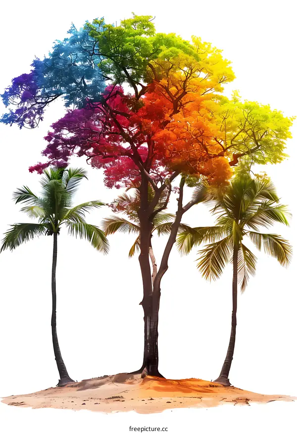 Colorful Tree on a Tropical Island
