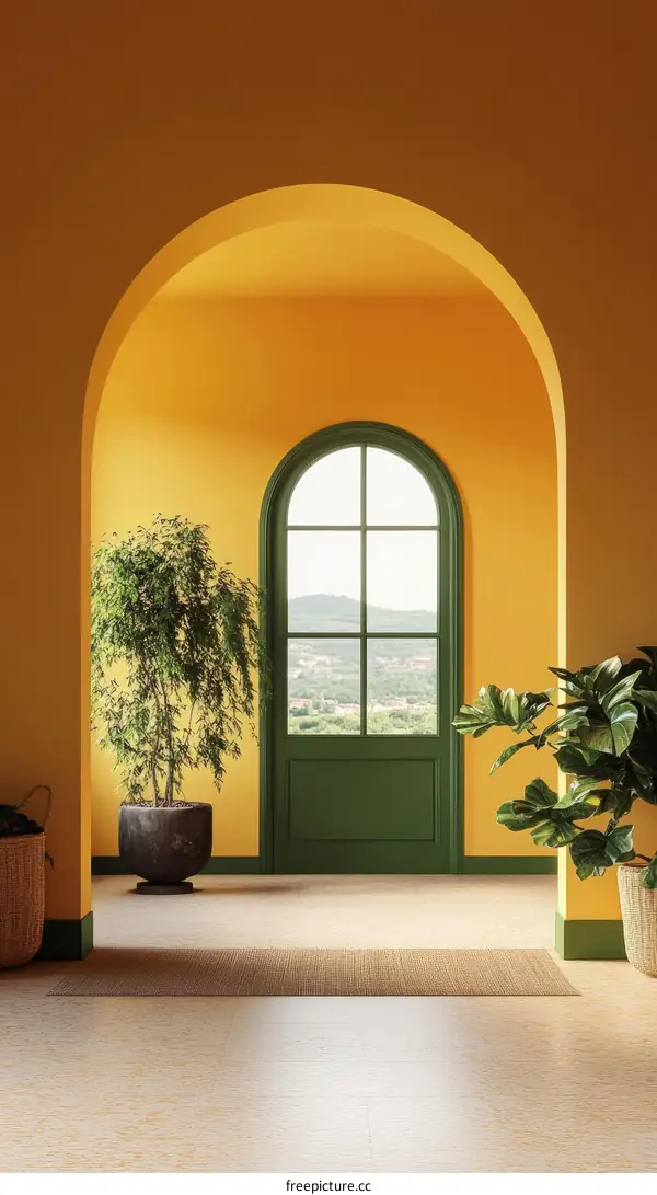 Warm Yellow Archway Interior Design Illustration