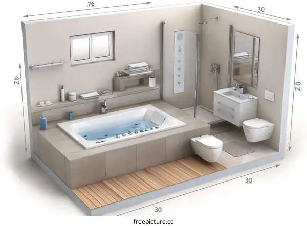 Modern Bathroom Design with Dimensions