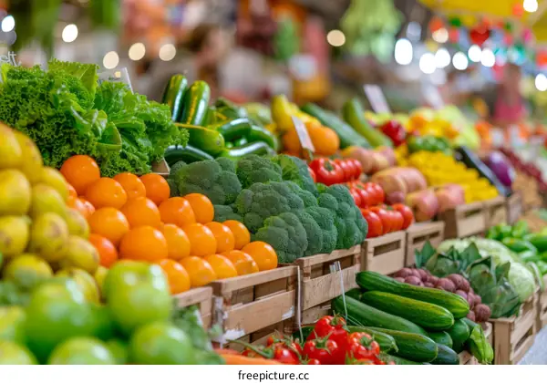 Fresh Vegetables And Fruits At The Market