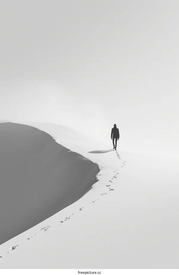 Man walking alone in the desert