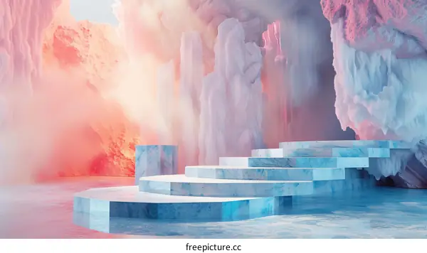 Abstract Pastel Ice Cave Display Platform
