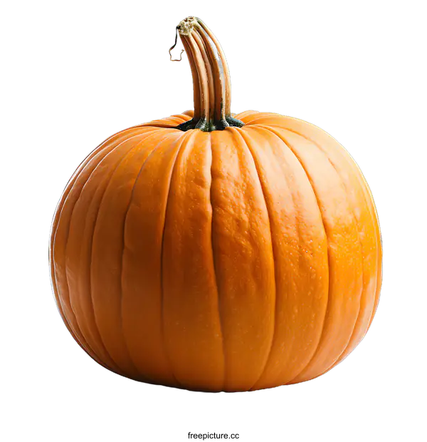 [Transparent Background PNG]A large orange pumpkin isolated on a white background.