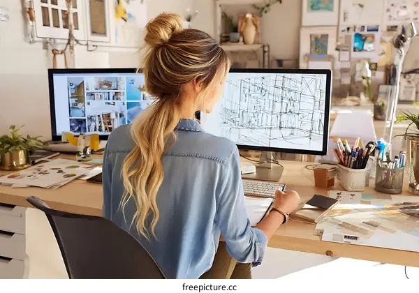 Creative Designer at Work in a Home Studio