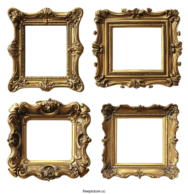 [Transparent Background PNG]Elegant Gold Picture Frames Collection