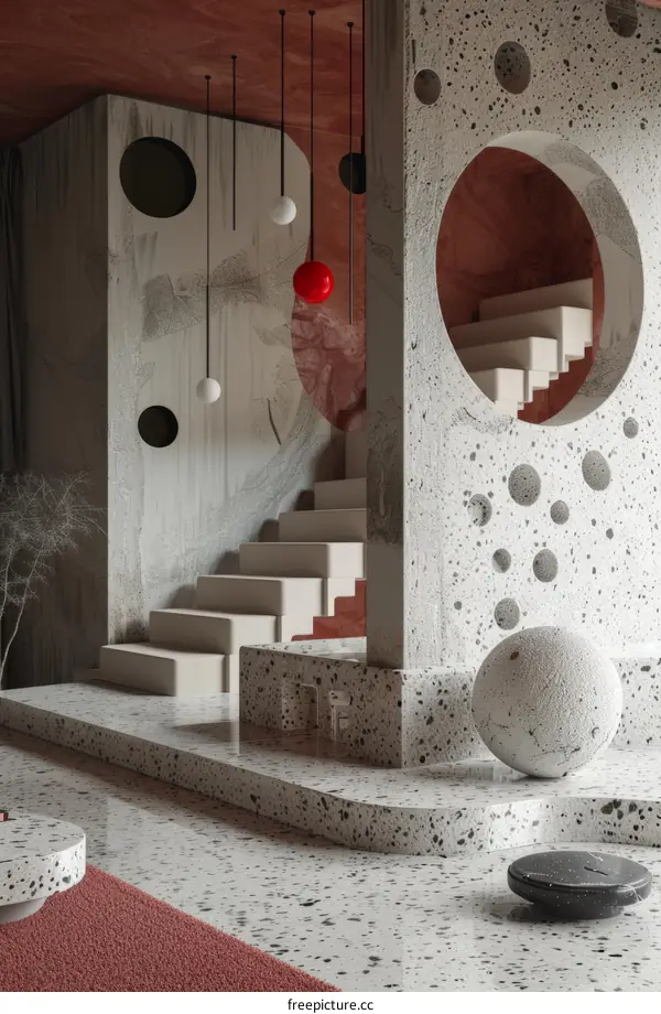 Modern Architecture Interior Design with Terrazzo Flooring