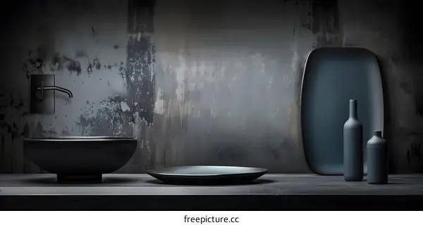 Modern Bathroom Design with Black Sink and Faucet