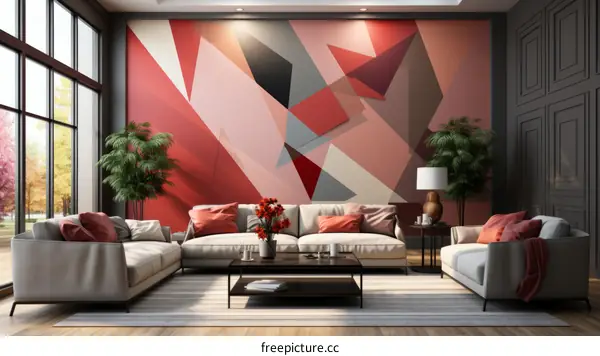 Modern Living Room Interior Design with Geometric Accents