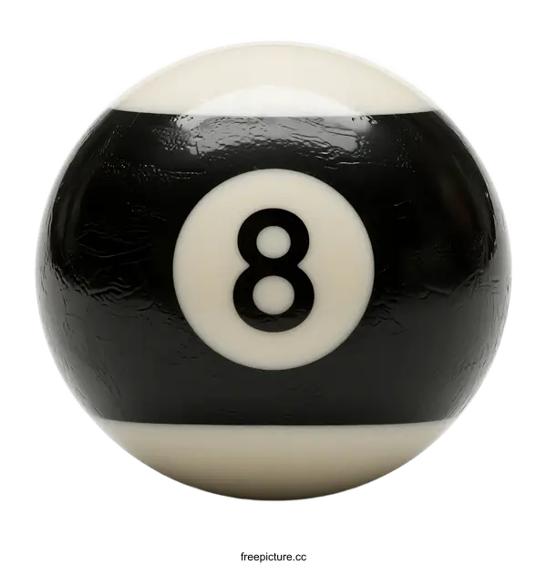 [Transparent Background PNG]A standard black and white eight ball for billiards game