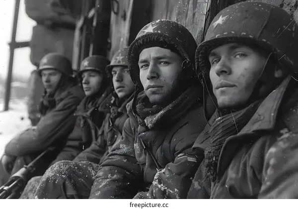 American soldiers during the Battle of the Bulge, 1944.