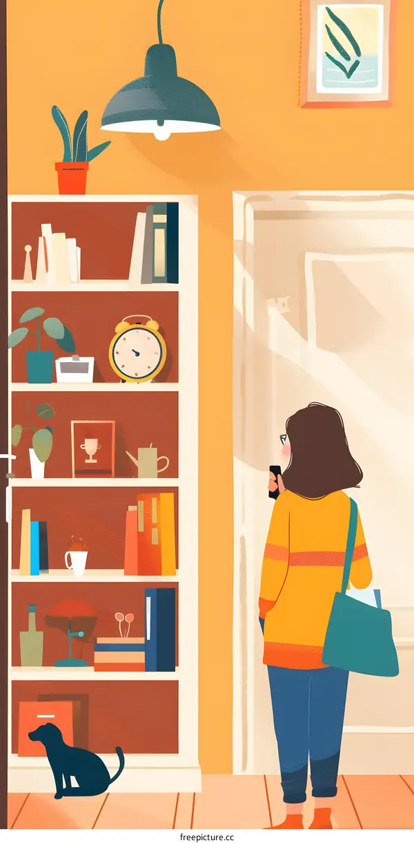 Woman with Dog in an Interior Setting