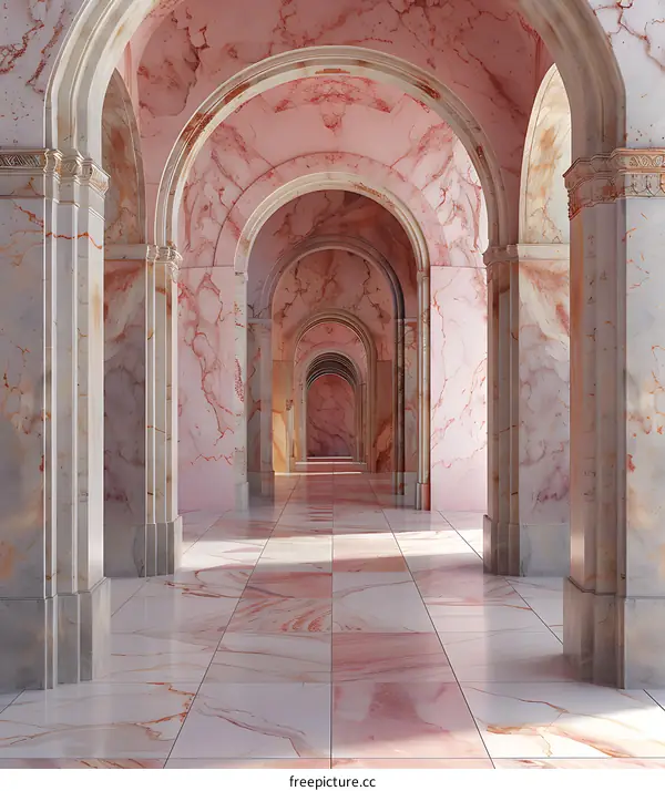 Pink Marble Archway Hallway Interior Design