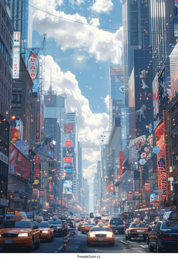 A Futuristic Cityscape Illustration