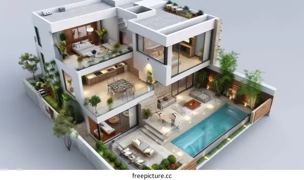 Luxurious Modern Villa with Serene Pool and Garden