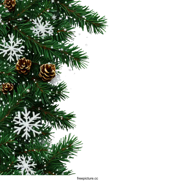 [Transparent Background PNG]Christmas Fir Branches with Snowflakes and Pine Cones