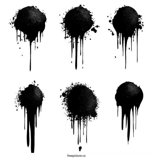 [Transparent Background PNG]Abstract Graffiti Paint Splashes and Drips Collection