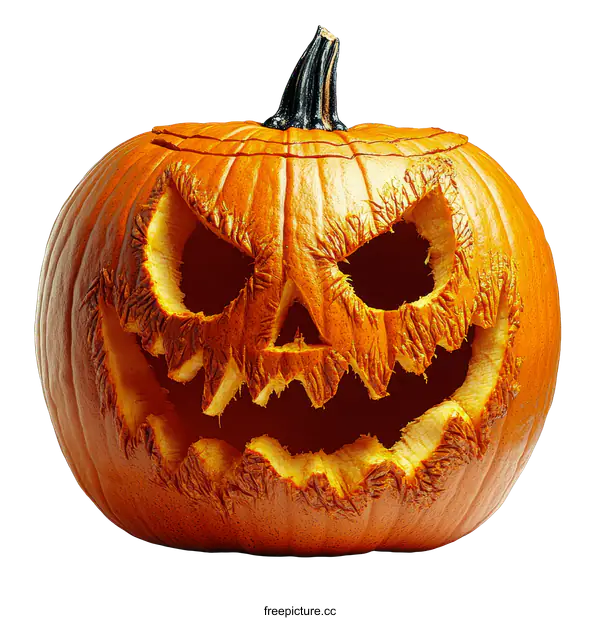 [Transparent Background PNG]Halloween carved pumpkin Jack-o-lantern close-up
