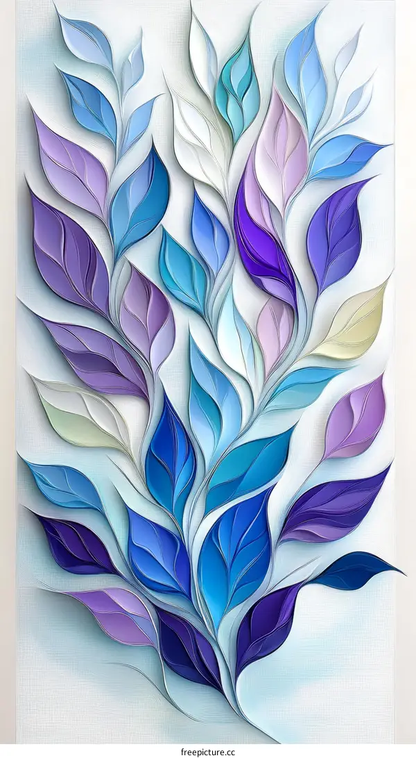 Abstract Blue and Purple Leaf Design