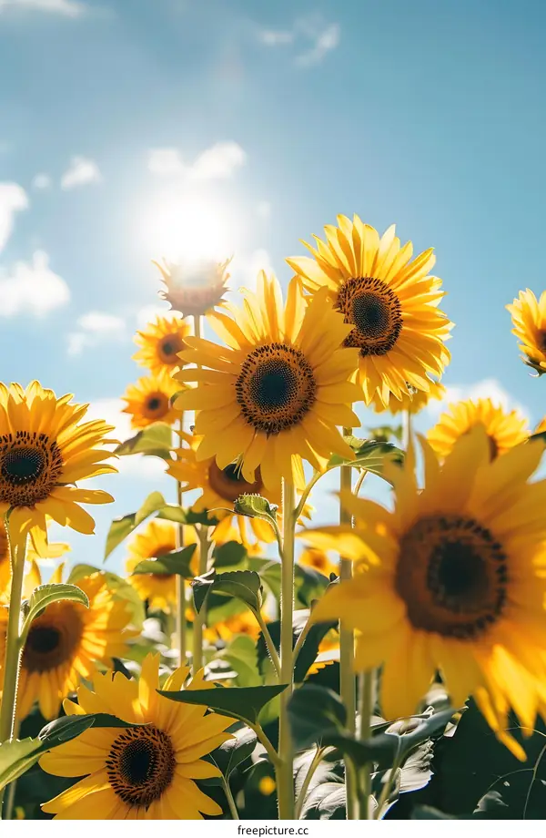 Yellow Sunflowers Facing The Sun