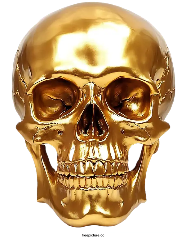 [Transparent Background PNG]Golden Skull Decorative Figurine