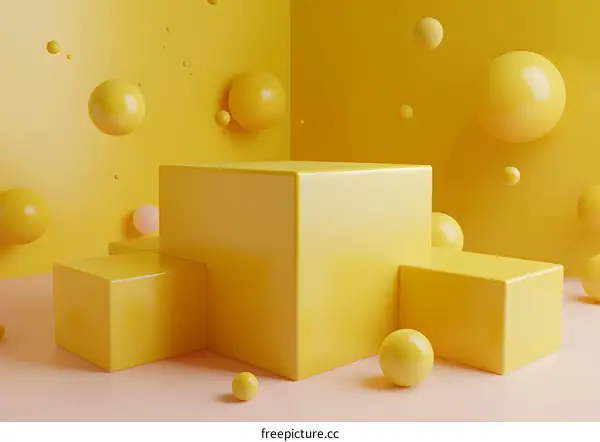 Yellow Minimalist 3D Geometric Shapes Product Display Background