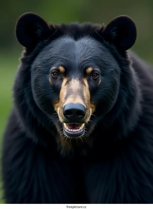 Close-up Portrait of a Black Bear in Nature