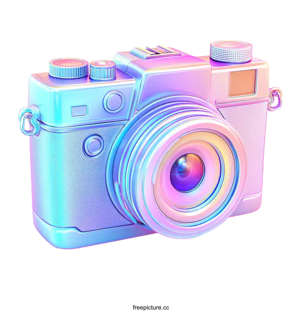 [Transparent Background PNG]Stylish 3D Holographic Camera Illustration