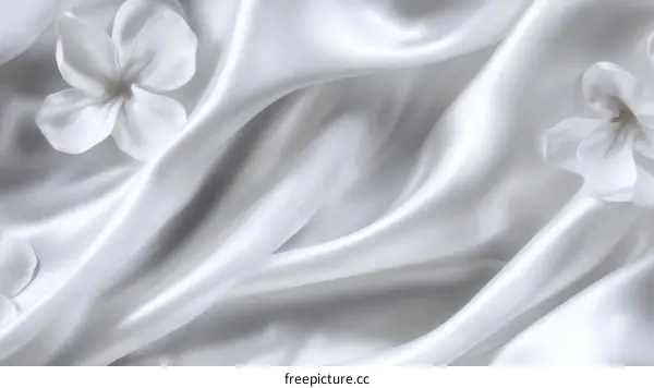 Elegant White Silk Fabric with Flowers