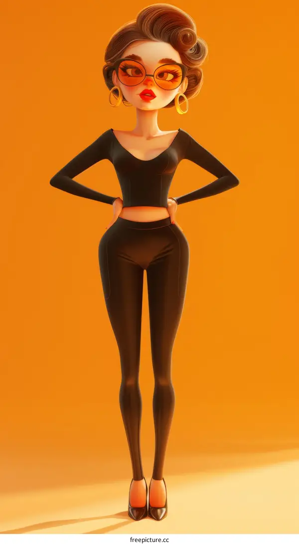 Confident Woman in Black Outfit