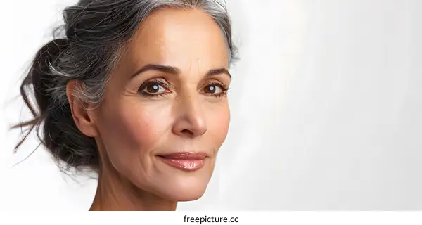 Close Up Portrait of a Woman with Gray Hair